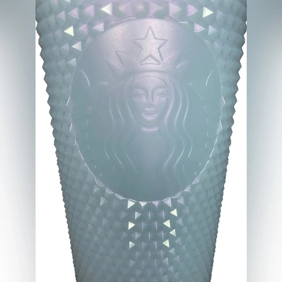 STARBUCKS Venti 24oz Tumbler Cup Iridescent Icy White Lilac Studded Durian NWT - Picture 5 of 8